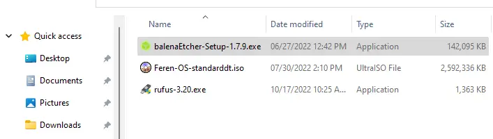 balenaEtcher setup exe