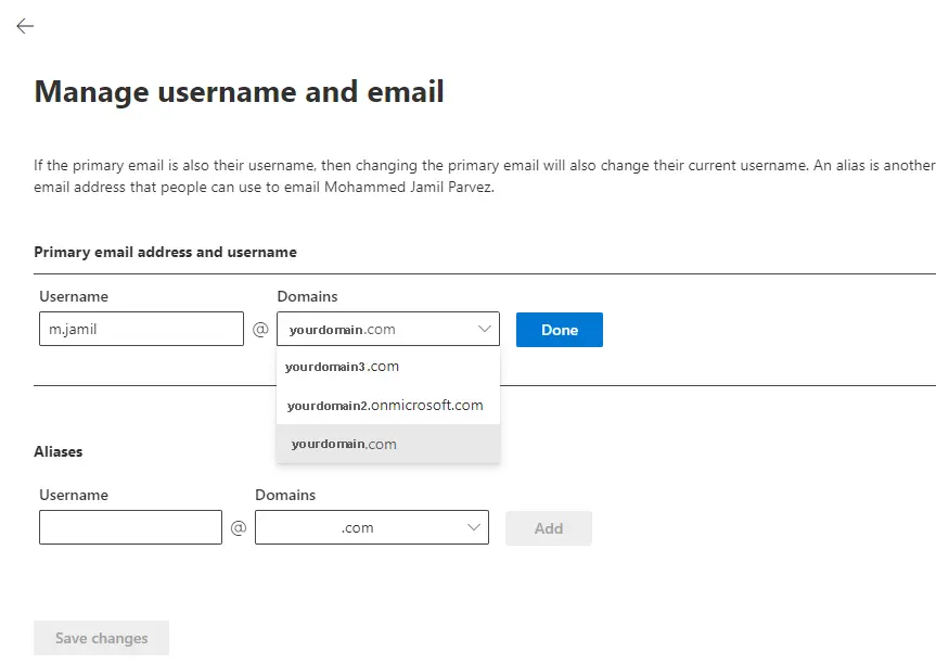 change domain in Microsoft 365