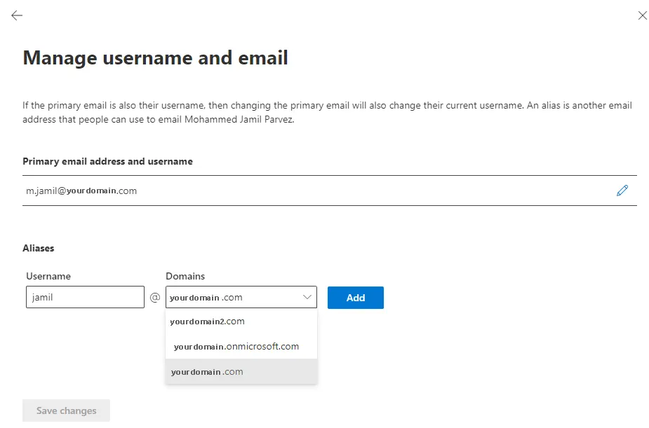 change user email address