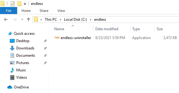 endless-installer.exe file