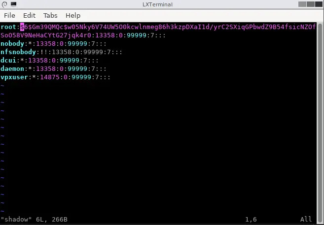 esxi root password file