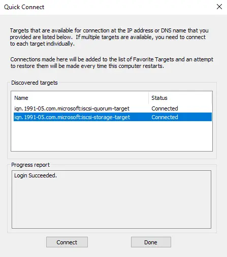 iSCSI discovered targets