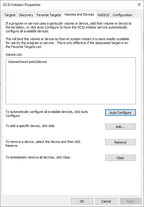 iSCSI initiator properties