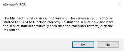 iSCSI service is no running
