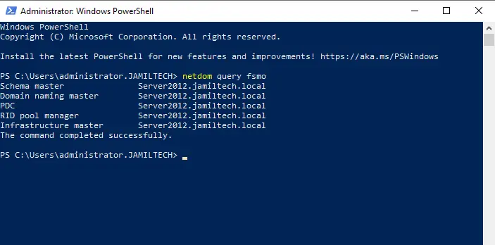 netdom query fsmo PowerShell