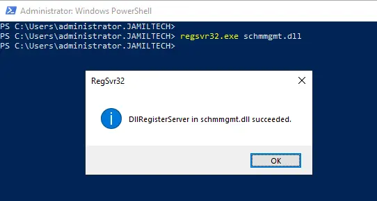 regsvr32 schmmgmt.dll PowerShell