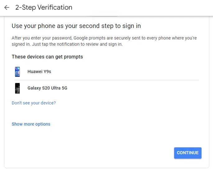 these devices 2-Step Verification