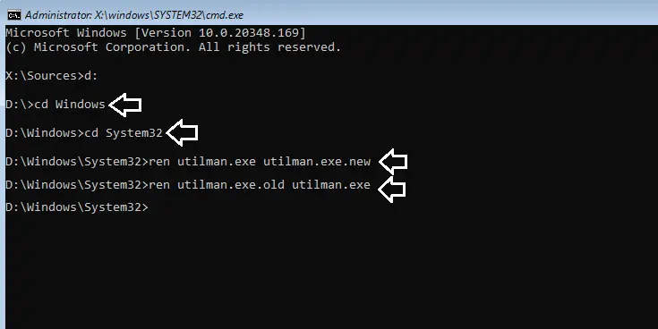 utilman.exe command