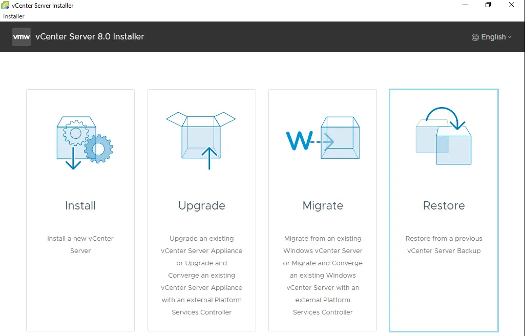 vCenter server 8.0 installer restore