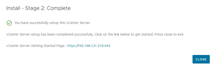 vCenter server getting started page