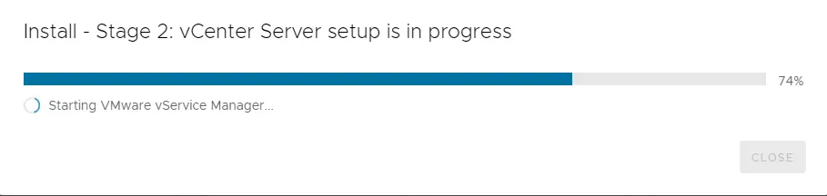 vCenter server setup is in progress