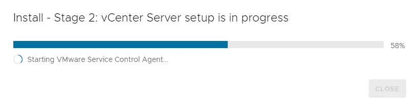 vCenter server setup is in progress