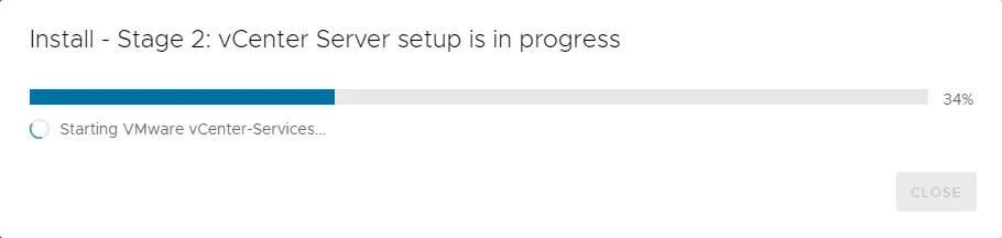 vCenter server setup is in progress