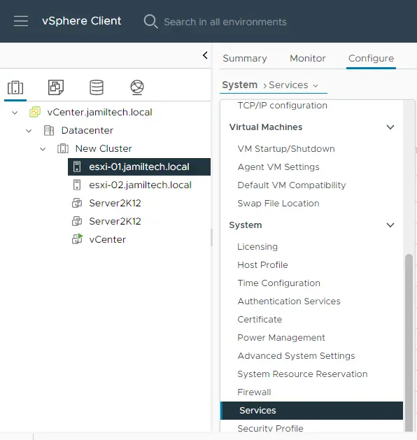 vCenter server vSphere client