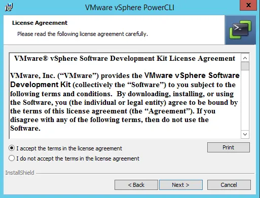 vSphere PowerCLI license agreement