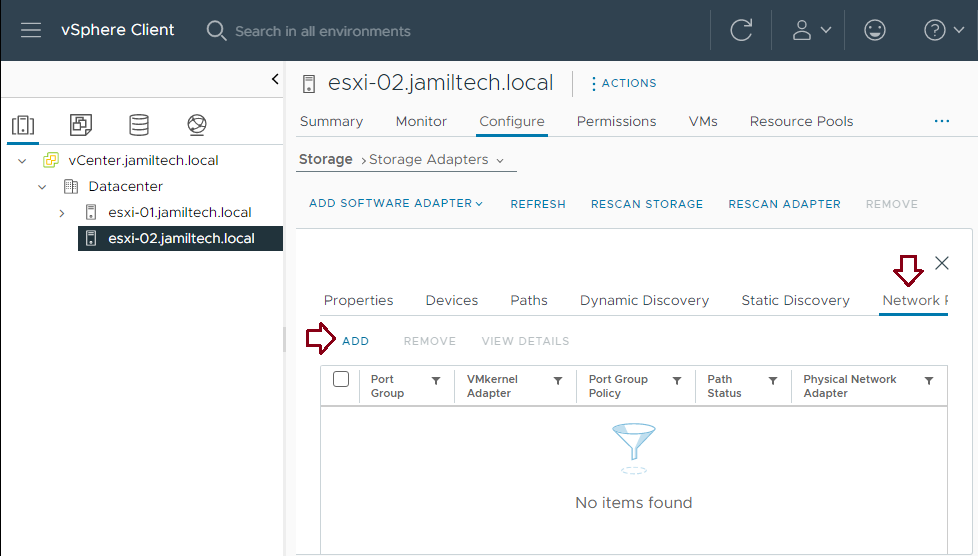 vSphere add network adaptor