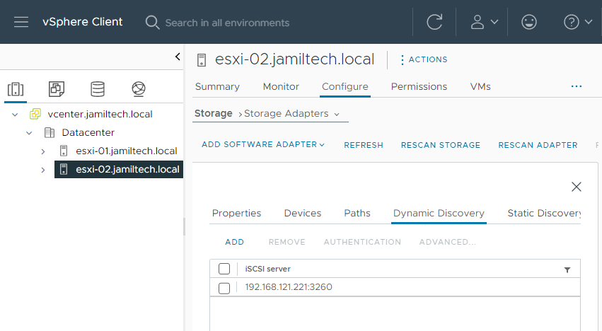 vSphere add software adapter