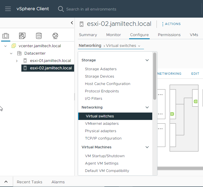 vSphere client host configure