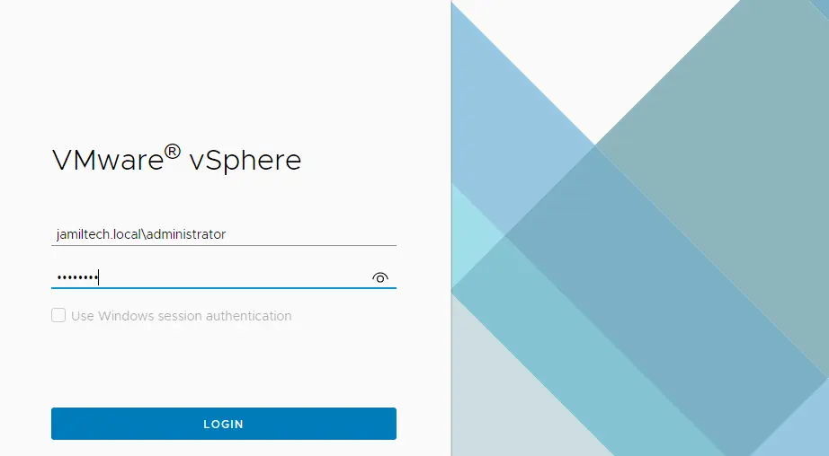 vSphere client login