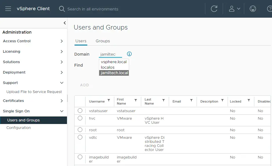 vSphere client single sign on