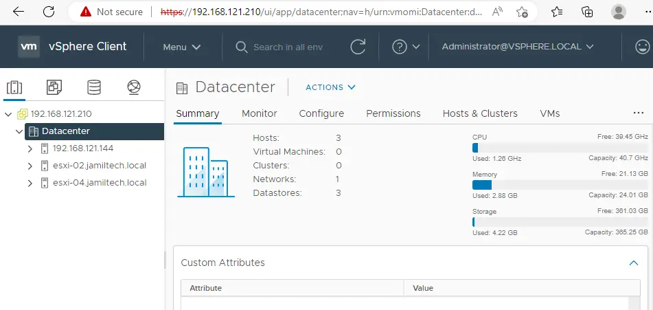 vSphere client vCenter