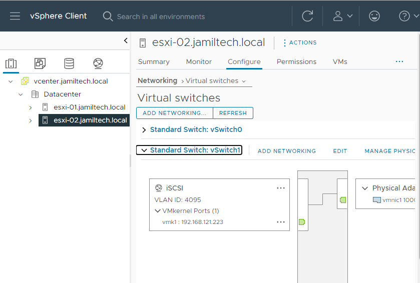 vSphere client virtual switches