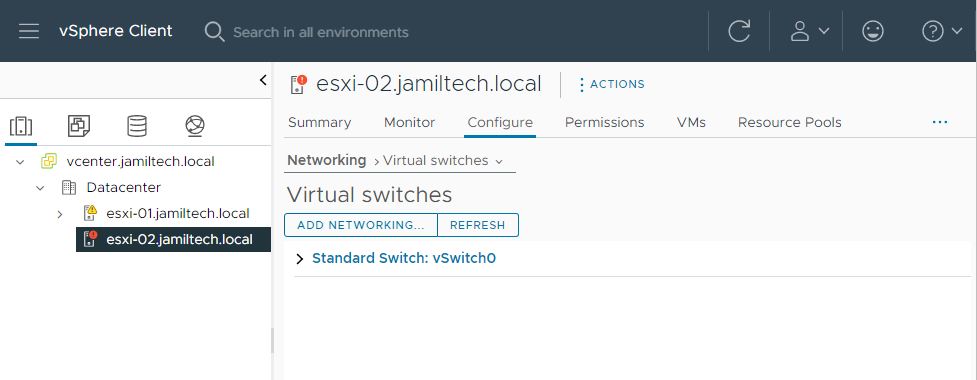 vSphere client virtual switches