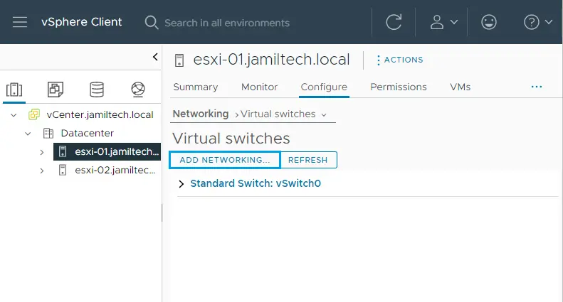 vSphere client virtual switches