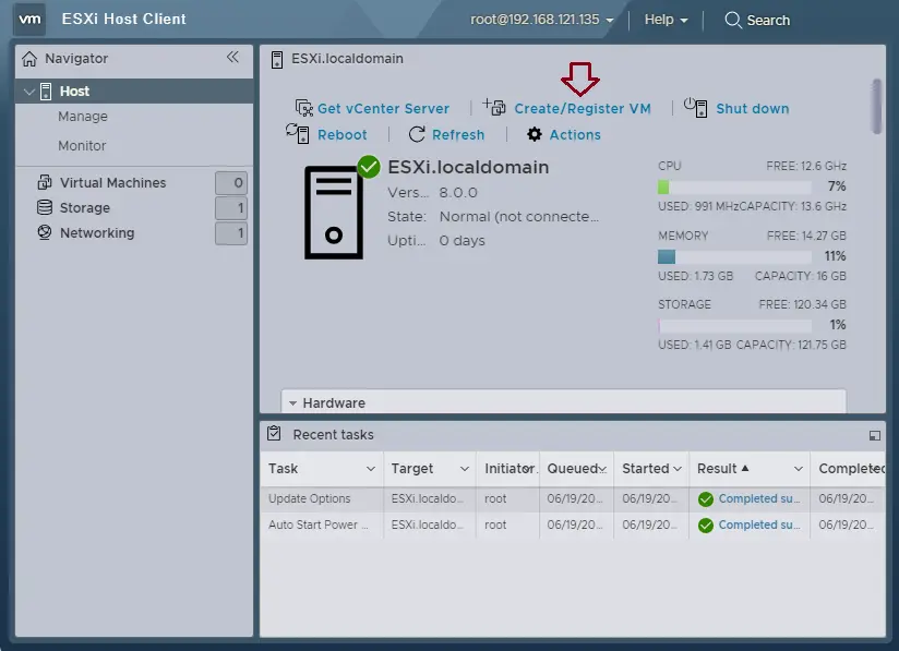 vSphere esxi host client