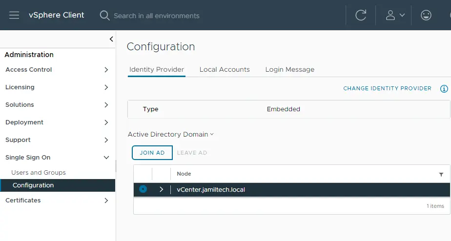 vSphere vCenter identity provider